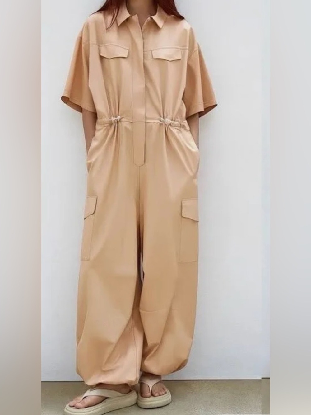 ZARA Cargo Utility Jumpsuit Shirt-Style Cotton 7901/216 Oversized Womens XS NWOT